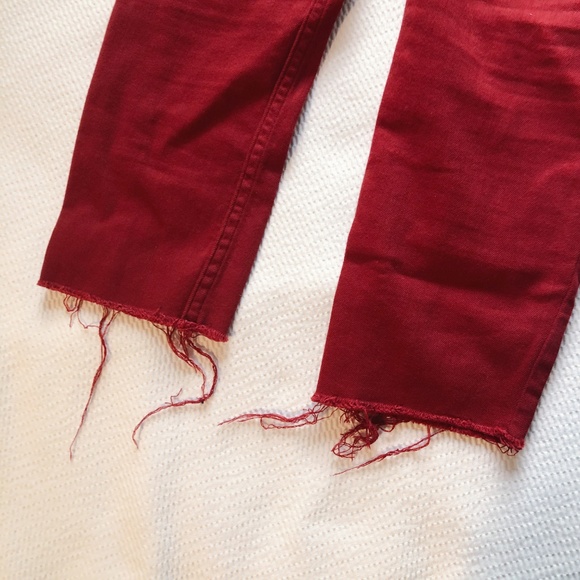 FREE PEOPLE STRAIGHT LEG RED DENIM - Picture 5 of 5